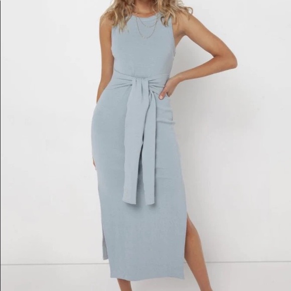 Madison The Label Blue Tie Front Dress - Picture 1 of 3